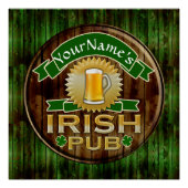 Personalisierter Name Irish Pub Sign St. Patrick's Poster (Vorderseite)