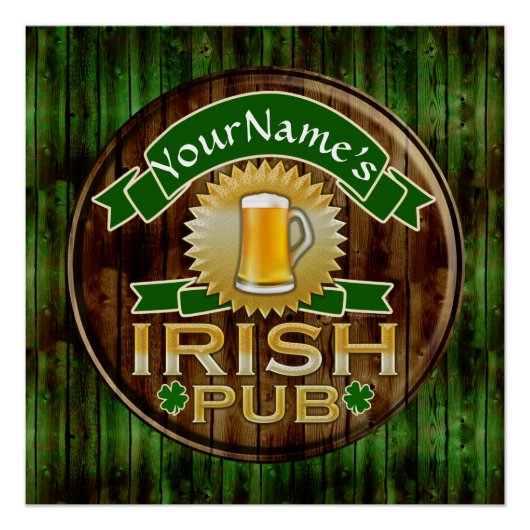 Personalisierter Name Irish Pub Sign St. Patrick's Poster (Vorderseite)