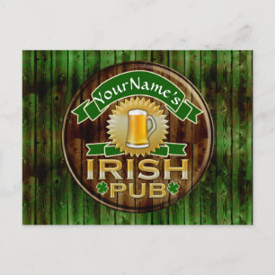 Personalisierter Name Irish Pub Sign St. Patrick's Postkarte