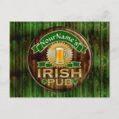 Personalisierter Name Irish Pub Sign St. Patrick's Postkarte (Vorderseite)