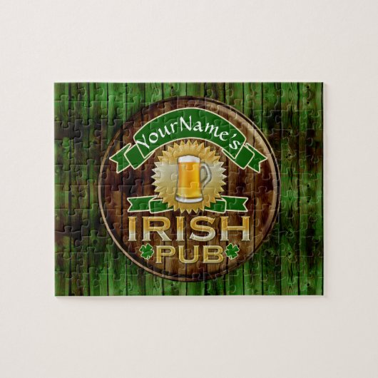 Personalisierter Name Irish Pub Sign St. Patrick's Puzzle (Horizontal)