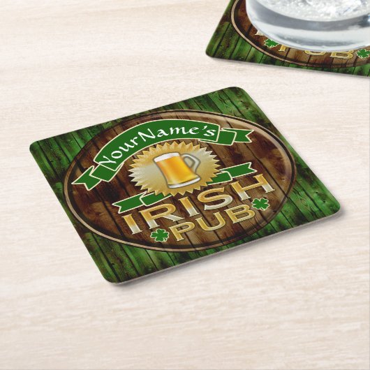 Personalisierter Name Irish Pub Sign St. Patrick's Rechteckiger Pappuntersetzer (angewinkelt)
