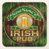 Personalisierter Name Irish Pub Sign St. Patrick's Rechteckiger Pappuntersetzer (Vorderseite)