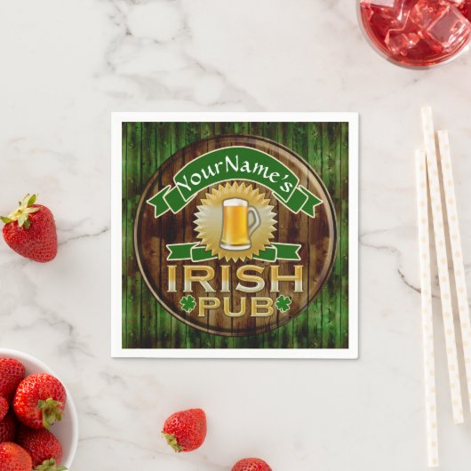 Personalisierter Name Irish Pub Sign St. Patrick's Serviette (Beispiel)