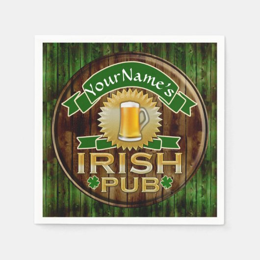 Personalisierter Name Irish Pub Sign St. Patrick's Serviette (Vorderseite)