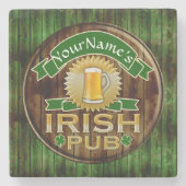 Personalisierter Name Irish Pub Sign St. Patrick's Steinuntersetzer (Vorderseite)