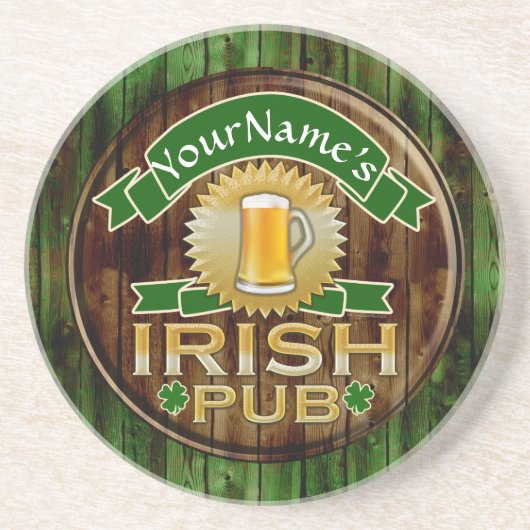 Personalisierter Name Irish Pub Sign St. Patrick's Untersetzer (Vorne)