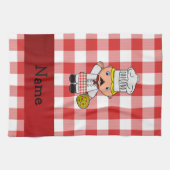 Personalisierter Name Italienischer Koch Rot-weiße Geschirrtuch (Horizontal)