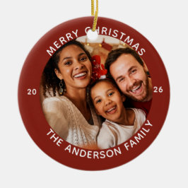 Personalisierter Name Jahr Rot Frohe Weihnachten  Keramik Ornament