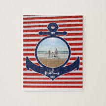 Personalisierter Name & Jahr Rot-Weiß- und Blauer 