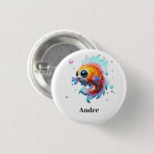 Personalisierter Name Japanischer Koi Fisch Button (Vorne & Hinten)