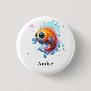 Personalisierter Name Japanischer Koi Fisch Button