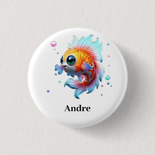 Personalisierter Name Japanischer Koi Fisch Button (Vorderseite)