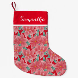Personalisierter Name Jolrot-weiße Poinsettia Kleiner Weihnachtsstrumpf