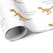 Personalisierter Name Junge Happy Geburtstag Dinos Geschenkpapier (Rolleneckpunkt)