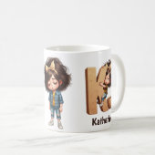 Personalisierter Name & K Verschlafener Morgen Kar Kaffeetasse (VorderseiteRechts)
