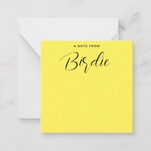 Personalisierter Name Kalligraphie Gelb Mitteilungskarte (Vorderseite)