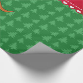 Personalisierter Name Kangaroo, grüne Weihnachtsbä Geschenkpapier (Ecke)