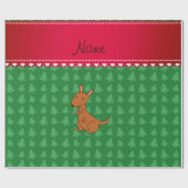 Personalisierter Name Kangaroo, grüne Weihnachtsbä Geschenkpapier (Flach)