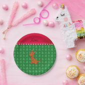 Personalisierter Name Kangaroo, grüne Weihnachtsbä Pappteller (Party)