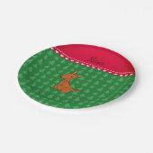 Personalisierter Name Kangaroo, grüne Weihnachtsbä Pappteller (Schrägansicht)