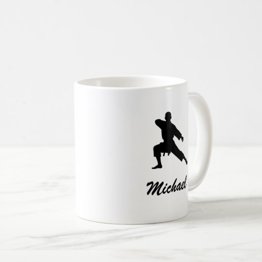 Personalisierter Name Karate / Taekwondo / Judo Kaffeetasse (VorderseiteRechts)