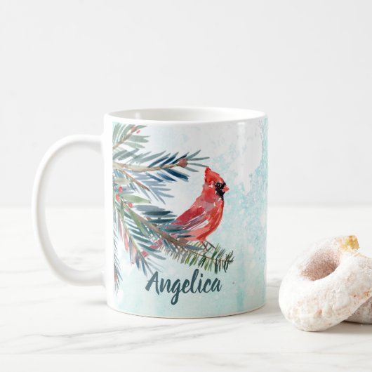 Personalisierter Name Kardinal-Geschenkbecher Kaffeetasse (Mit Donut)