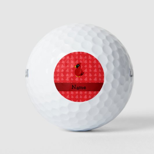 Personalisierter Name Kardinal Rote Weihnachtsbäum Golfball (Vorderseite)