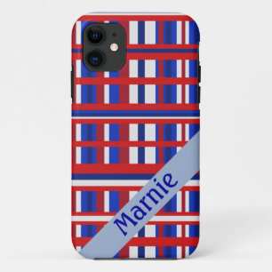 Personalisierter Name Kariert Patriot Red White & Case-Mate iPhone Hülle