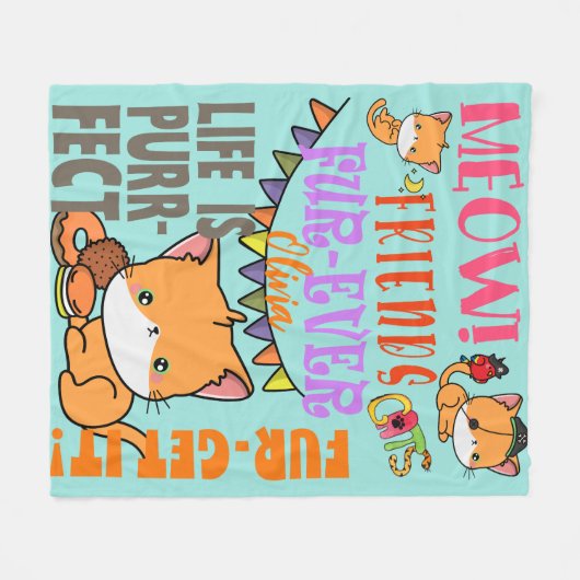 Personalisierter Name Katze Blanket Geschenk für K Fleecedecke (Vorderseite (Horizontal))