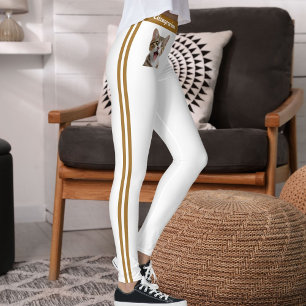 Personalisierter Name Katze Foto Braun Streifen We Leggings
