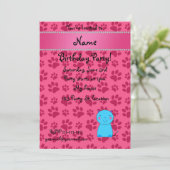 Personalisierter Name Katzenrosa Einladung (Stehend Vorderseite)