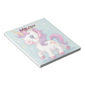 Personalisierter Name Kawaii Sparkle Unicorn Notizblock (angewinkelt)