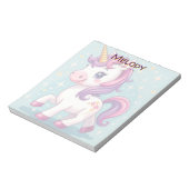 Personalisierter Name Kawaii Sparkle Unicorn Notizblock (Rotiert)