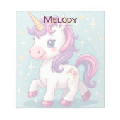 Personalisierter Name Kawaii Sparkle Unicorn Notizblock (Vorderseite)