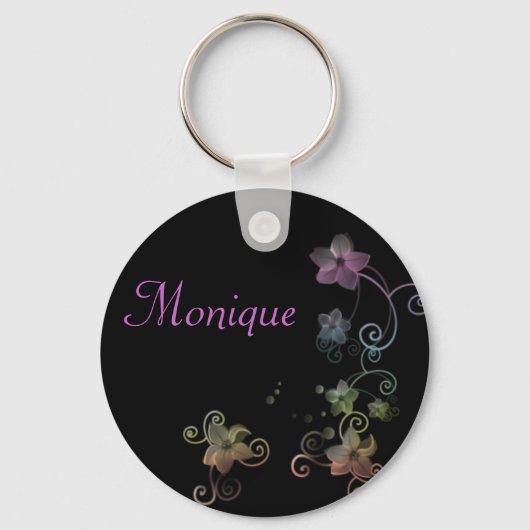 Personalisierter Name Keyring - Rainbow-Blume Schlüsselanhänger (Vorderseite)