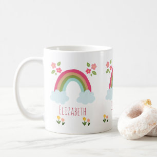 Personalisierter Name Kids Niedlich Regenbogenmädc Kaffeetasse
