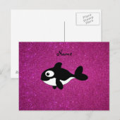 Personalisierter Name Killer Wal Pink Glitzer Postkarte (Vorne/Hinten)