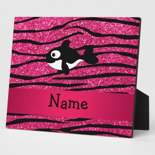 Personalisierter Name Killer Wal Zebra Streifen Fotoplatte (Seite)