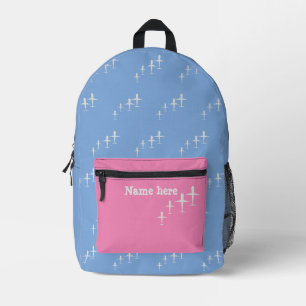 Personalisierter Name Kinder Spaß Flugzeuge Rosa B Bedruckter Rucksack