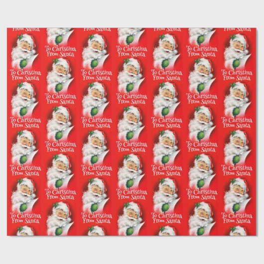 Personalisierter Name Kinder Winking Weihnachten Geschenkpapier (Flach)