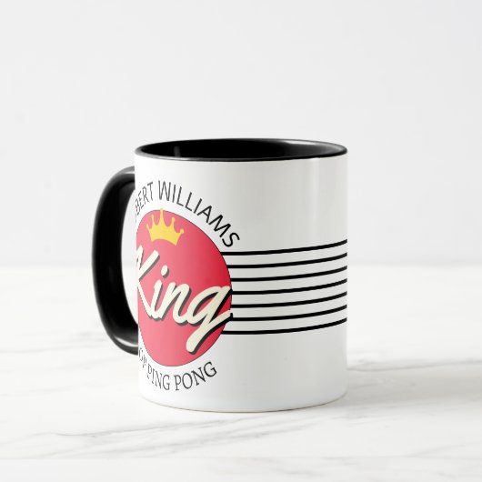 Personalisierter Name King of Ping Pong Red Circle Tasse (Vorderseite Links)