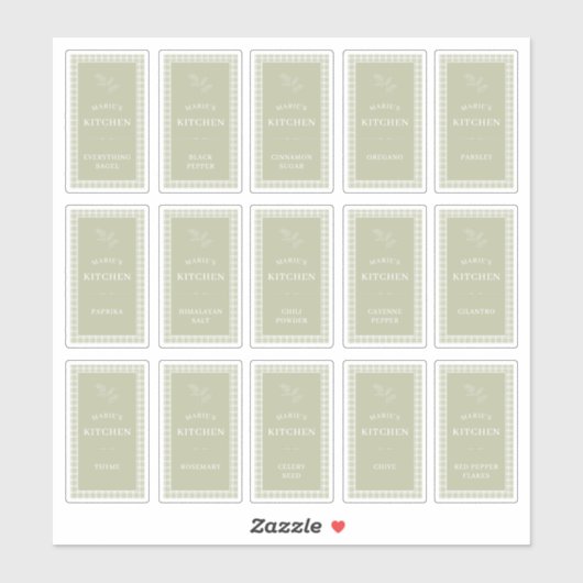 Personalisierter Name Kitchen Spice Jar Labels (Blatt)