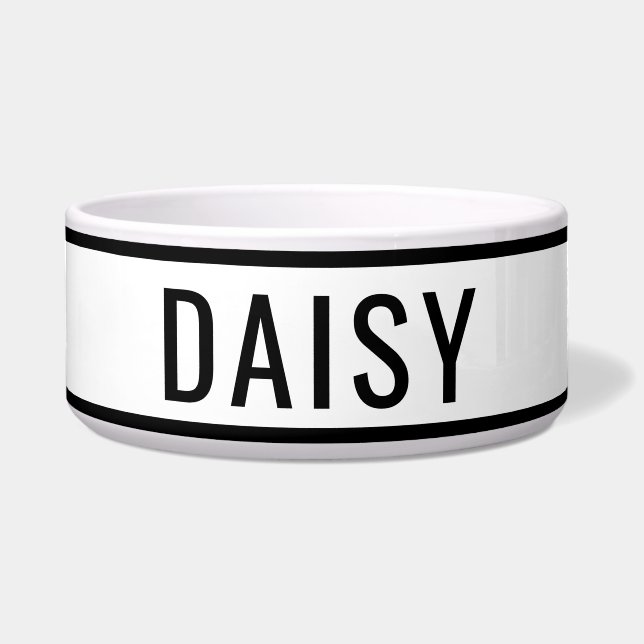 Personalisierter Name Klassisch Weiß Schwarz Minim Napf (Vorderseite)