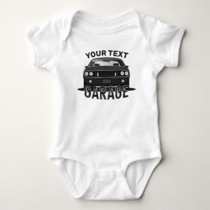 Personalisierter NAME Klassischer Muscle-Car-Garag Baby Strampler