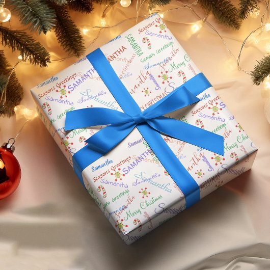 Personalisierter Name Kleiner Text Weihnachten Geschenkpapier