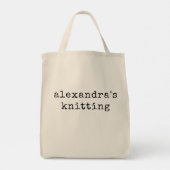 Personalisierter Name Knittern | Geschenk für Knit Tragetasche (Rückseite)