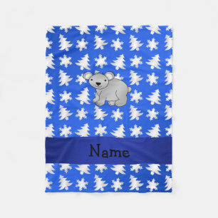 Personalisierter Name koala blauen Schneeflocken B Fleecedecke