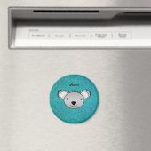 Personalisierter Name koala Gesicht türkis Glitzer Magnet (In Situ (Geschirrspüler))