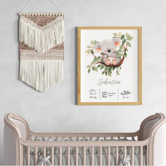 Personalisierter Name Koala Kinderzimmer Art Print Poster